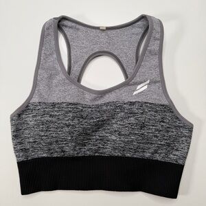 DOYOUEVEN Gray Black Seamless Racer back Sports Bra - Size S